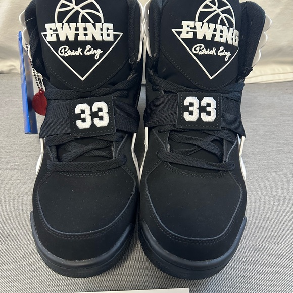 PATRICK EWING 9.5 MENS SNEAKERS 33 CONCEPT HI BLACK WHITE BASKETBALL SHOES CHARM - Picture 2 of 16